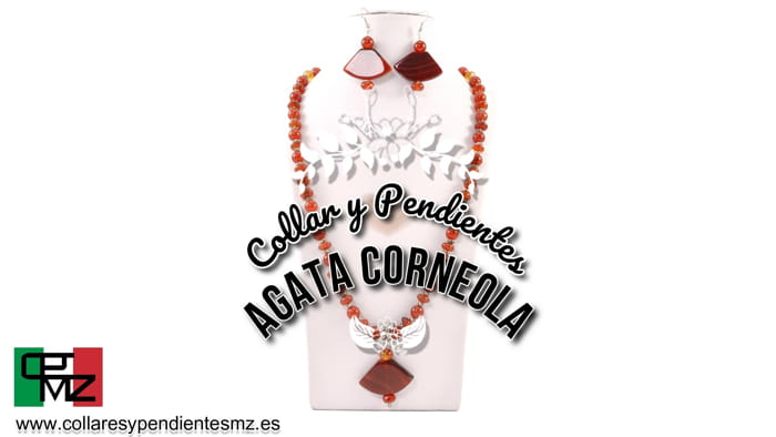 Collar Con Pendientes En Agata Corneola