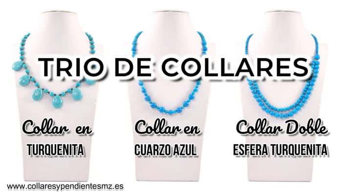 Trio De Collares Turquenita Y Cuarzo Azul