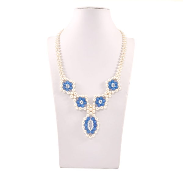 Collar En Perlas Y Cuarzo Azul M-30